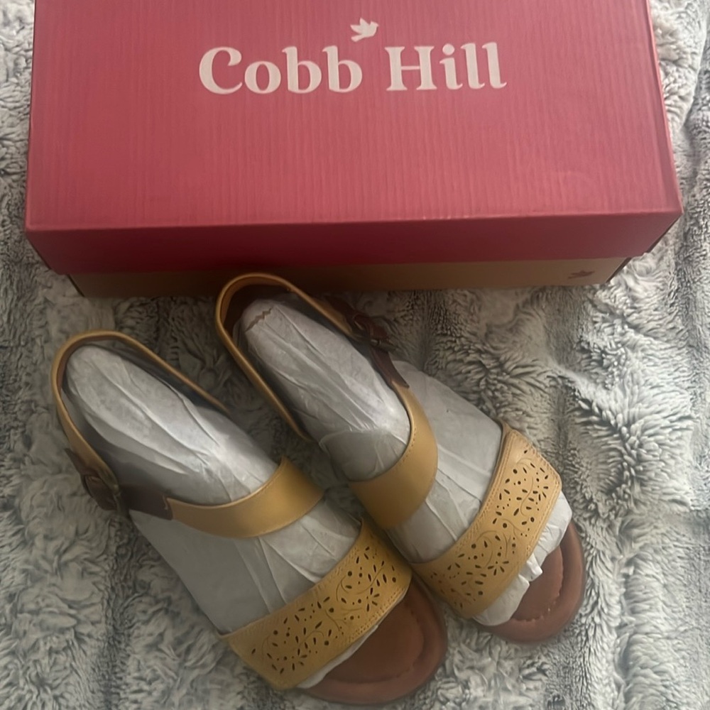 Cobb Hill by New Balance Mustard Yellow Leather Slingback Sandals
